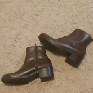 Westies Vtg Brown Leather Chunky Heel 9M Ankle